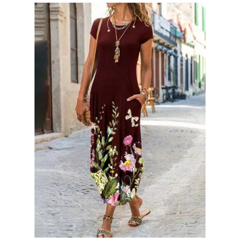 Robe Femme Manches Courtes Imprimée