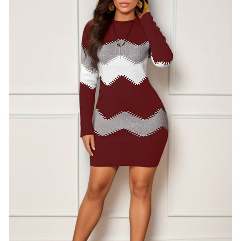Robe Fourreau Femme Maille Imprimée
