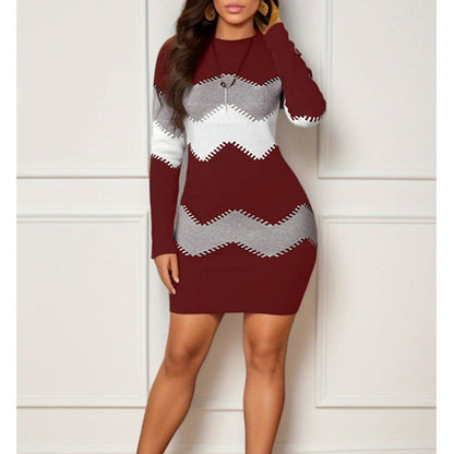 Robe Fourreau Femme Maille Imprimée
