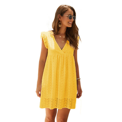 Robe d'Été Femme Légère Col en V