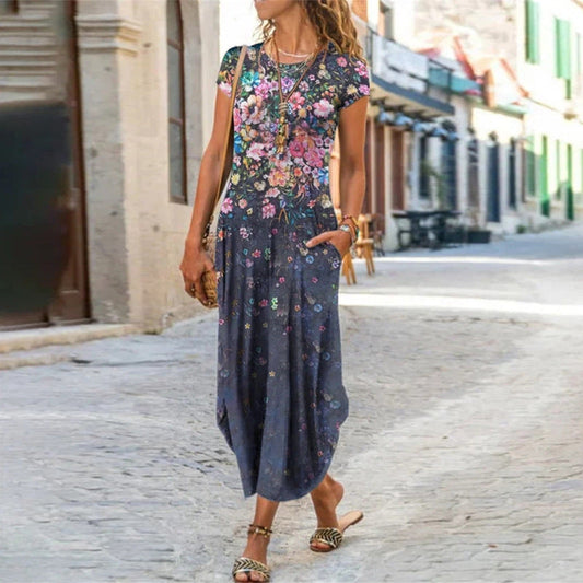 Robe Femme Manches Courtes Imprimée