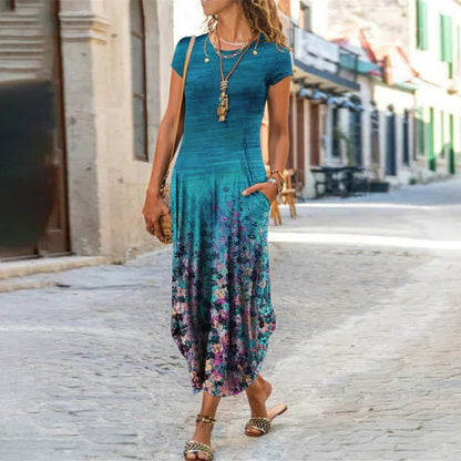 Robe Femme Manches Courtes Imprimée