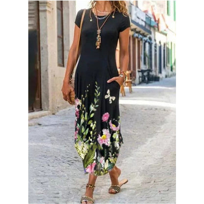 Robe Femme Manches Courtes Imprimée