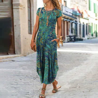 Robe Femme Manches Courtes Imprimée