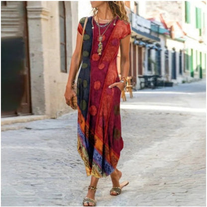 Robe Femme Manches Courtes Imprimée