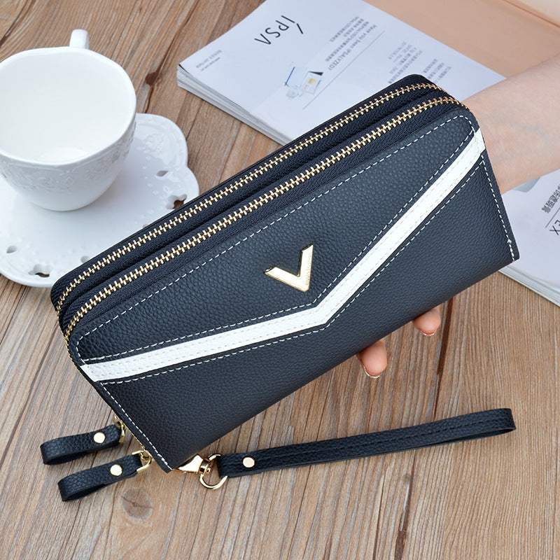 pochette longue à double fermeture