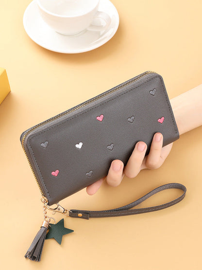 mini-portefeuille long brodé pour femme