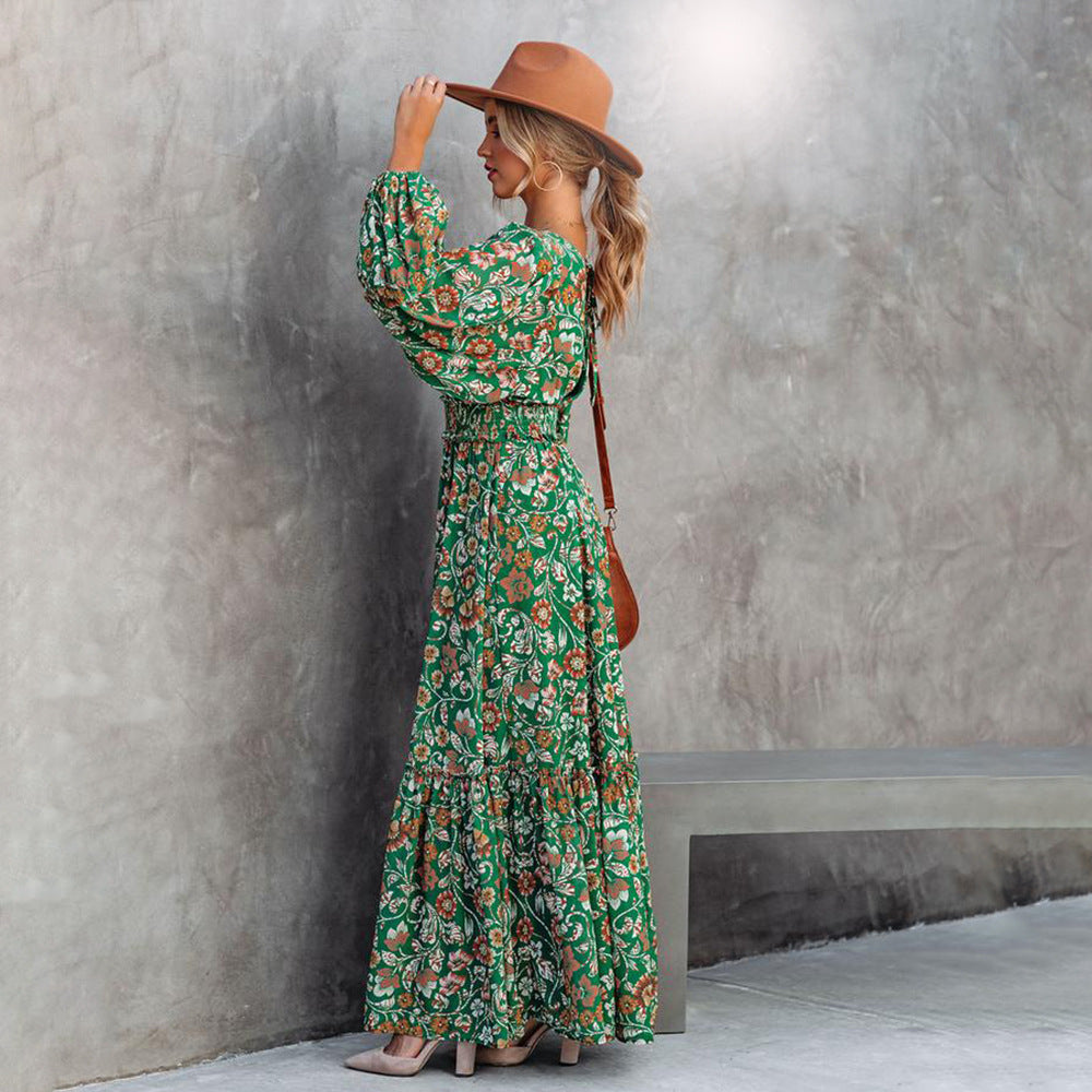 Robe Longue Femme Imprimée Bohème