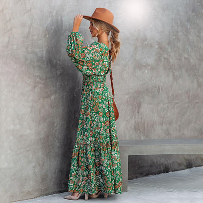 Robe Longue Femme Imprimée Bohème
