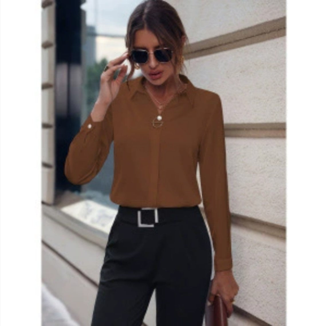 T-Shirt Femme Manches Longues Col en V