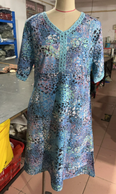 Robe Femme Col en V Imprimée Été