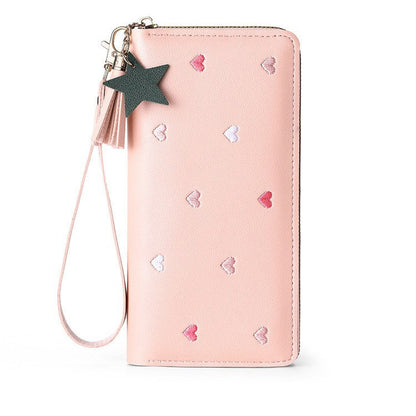 mini-portefeuille long brodé pour femme