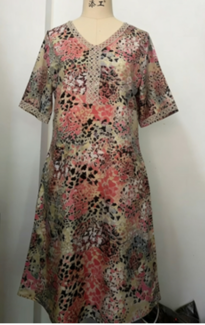 Robe Femme Col en V Imprimée Été