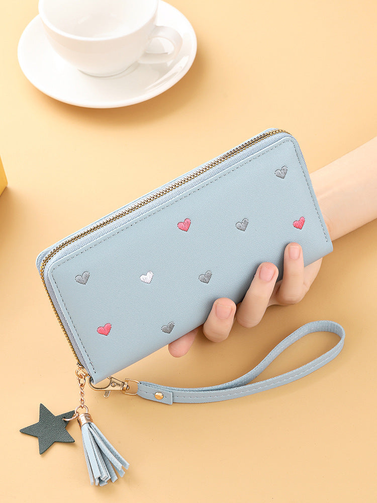 mini-portefeuille long brodé pour femme