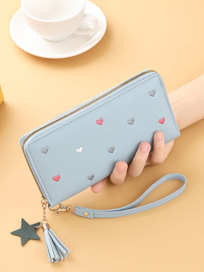 mini-portefeuille long brodé pour femme