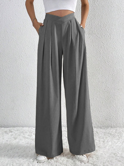 Pantalon Plissé Large Femme