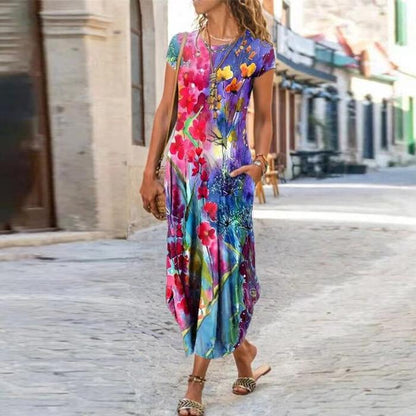 Robe Femme Manches Courtes Imprimée