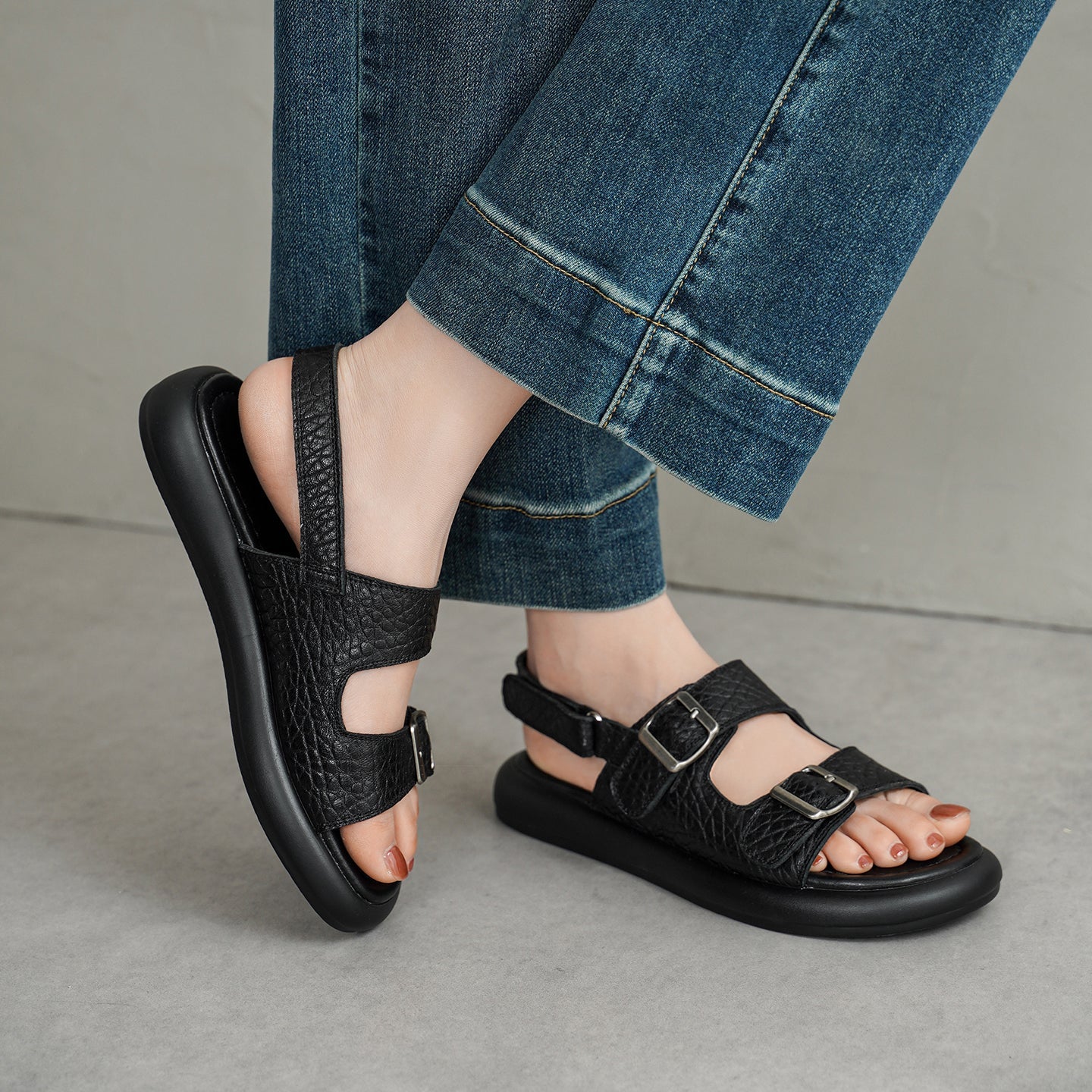 Sandales Plateforme Peau de Mouton