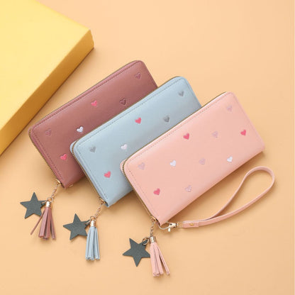 mini-portefeuille long brodé pour femme