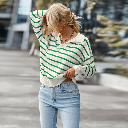 Pull Rayé Col V