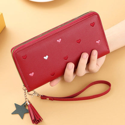 mini-portefeuille long brodé pour femme