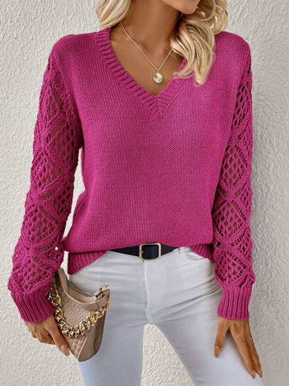 Pull Femme Col en V Manches Longues