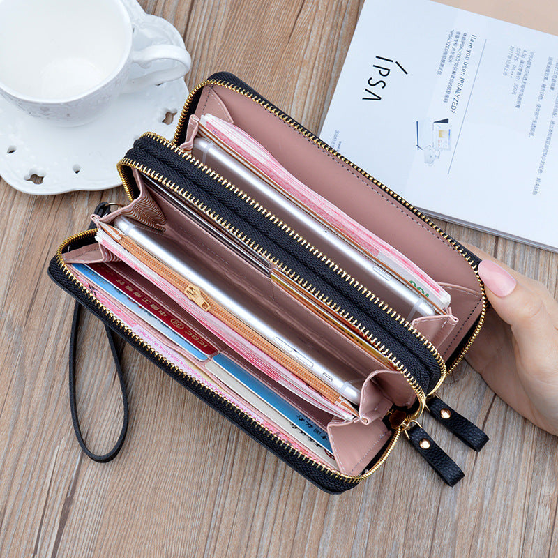 pochette longue à double fermeture