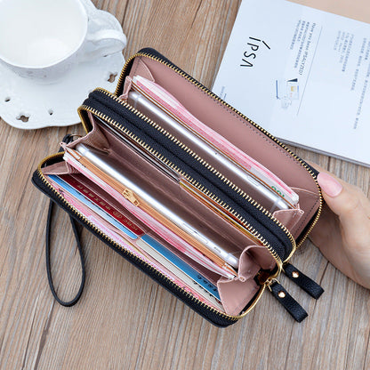 pochette longue à double fermeture