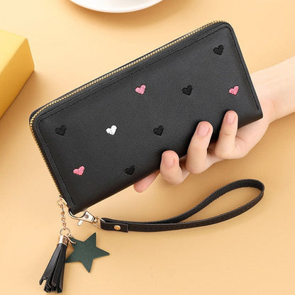 mini-portefeuille long brodé pour femme