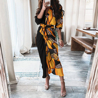 Robe Femme Manches Longues Imprimée