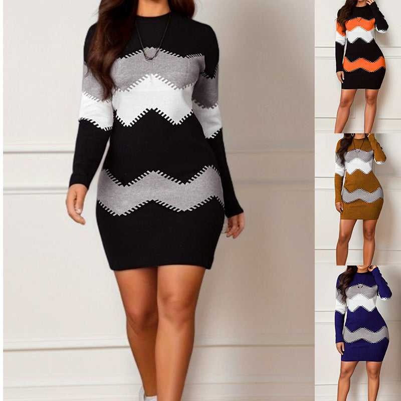 Robe Fourreau Femme Maille Imprimée