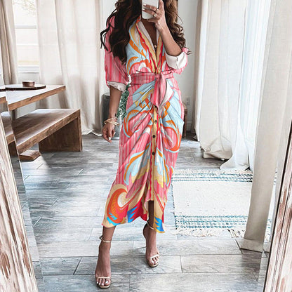 Robe Femme Manches Longues Imprimée