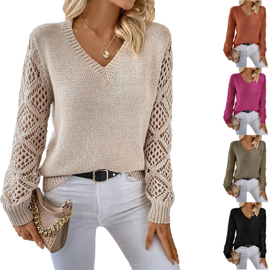 Pull Femme Col en V Manches Longues