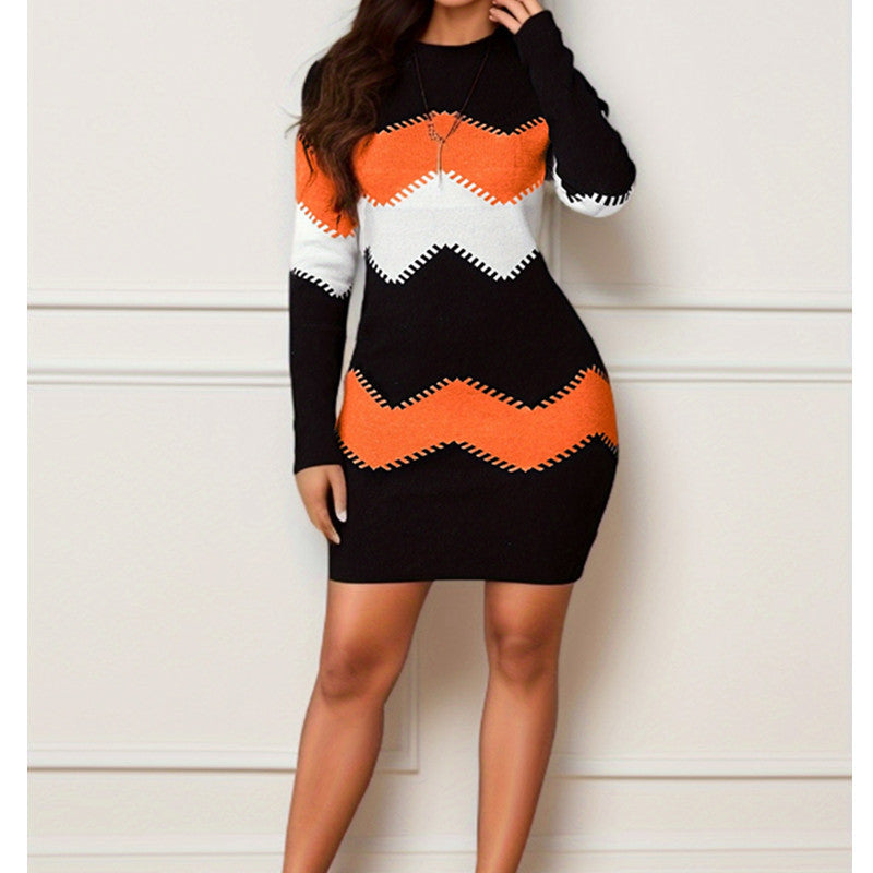 Robe Fourreau Femme Maille Imprimée