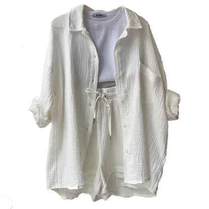 Ensemble Casual Chemise Chambray & Short Taille Haute