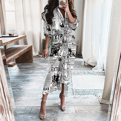 Robe Femme Manches Longues Imprimée