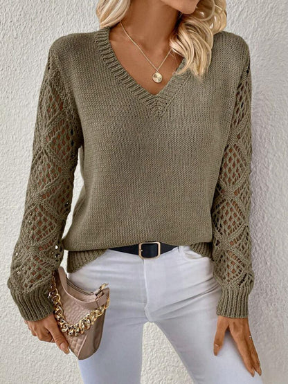 Pull Femme Col en V Manches Longues