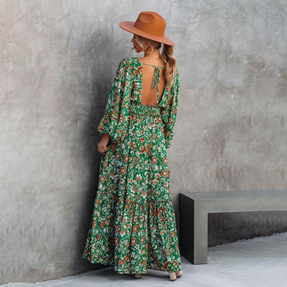 Robe Longue Femme Imprimée Bohème