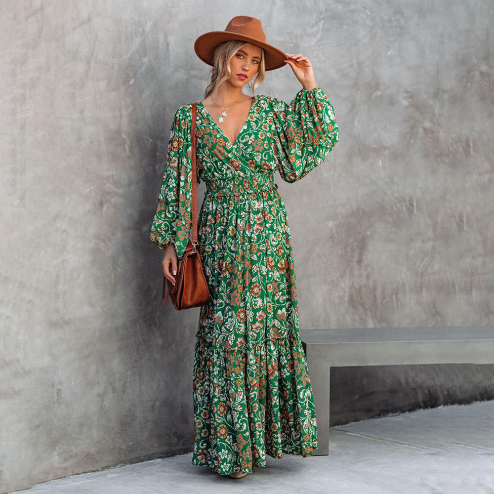 Robe Longue Femme Imprimée Bohème