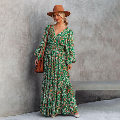 Robe Longue Femme Imprimée Bohème