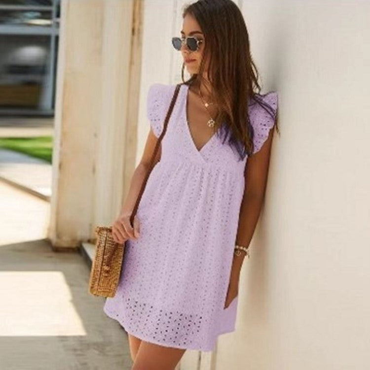Robe d'Été Femme Légère Col en V