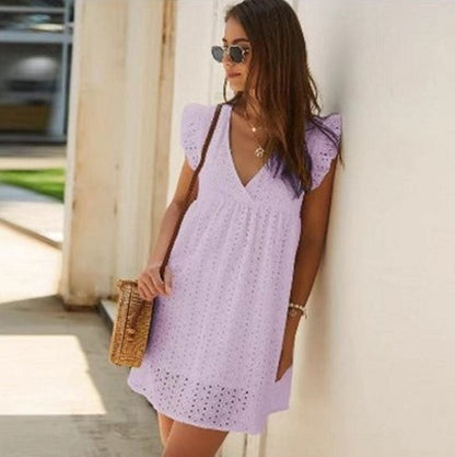 Robe d'Été Femme Légère Col en V