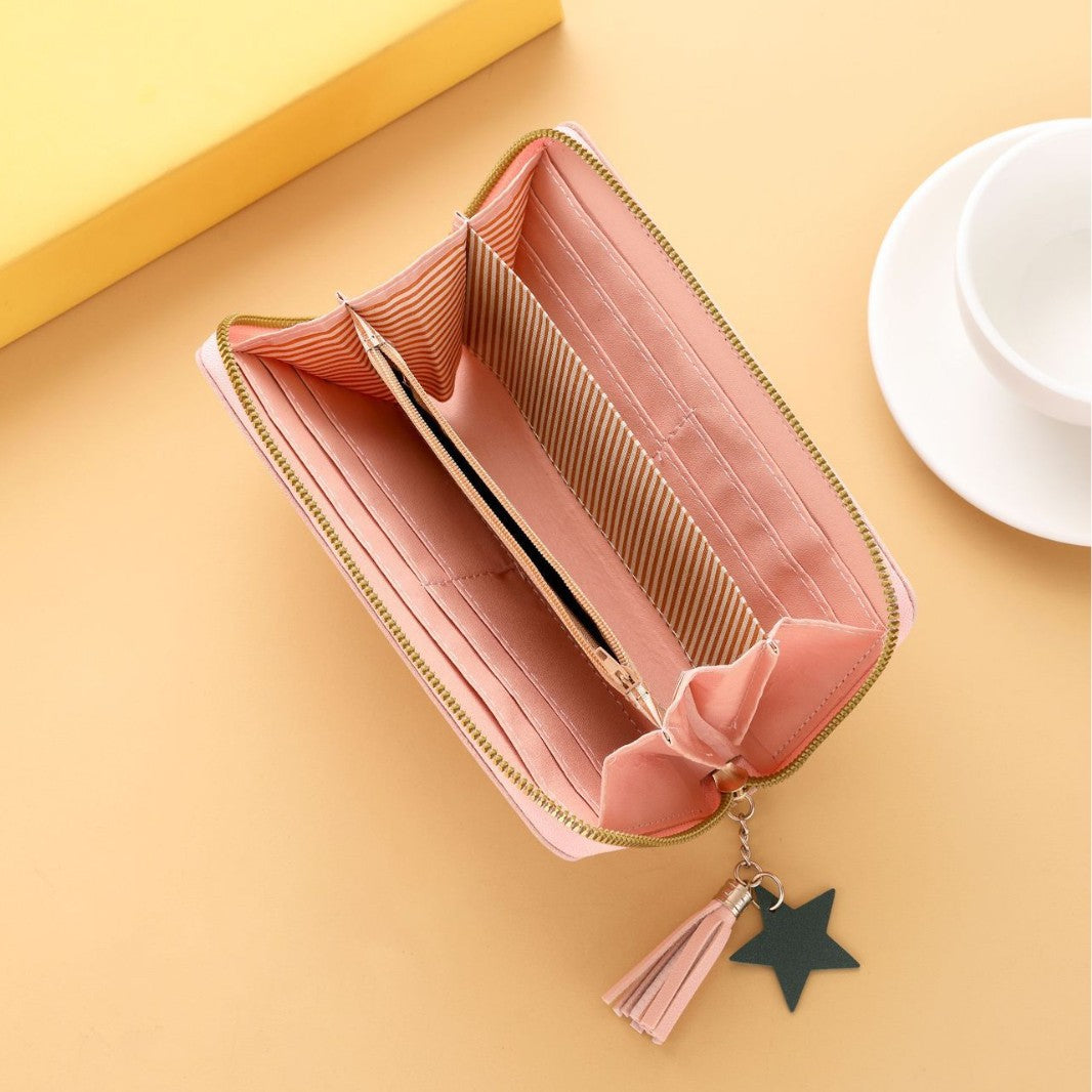 mini-portefeuille long brodé pour femme