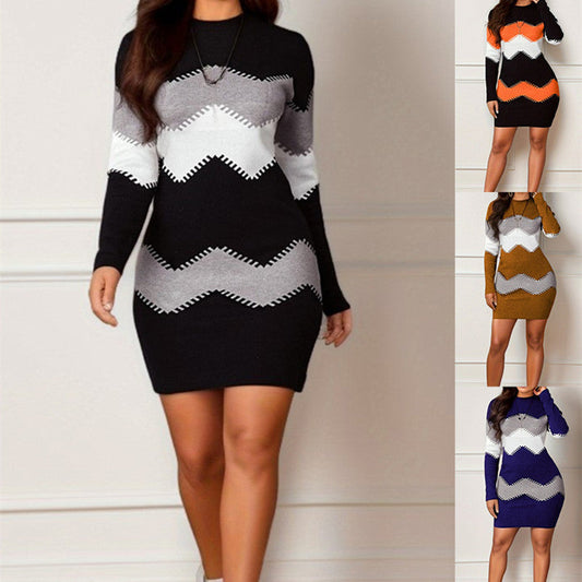 Robe Fourreau Femme Maille Imprimée