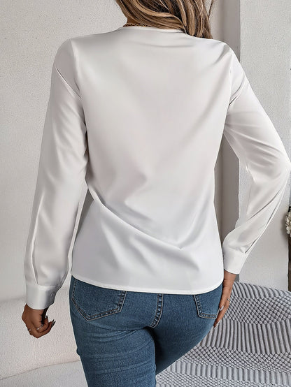 Blouse Femme Col en V Croisé Manches Longues