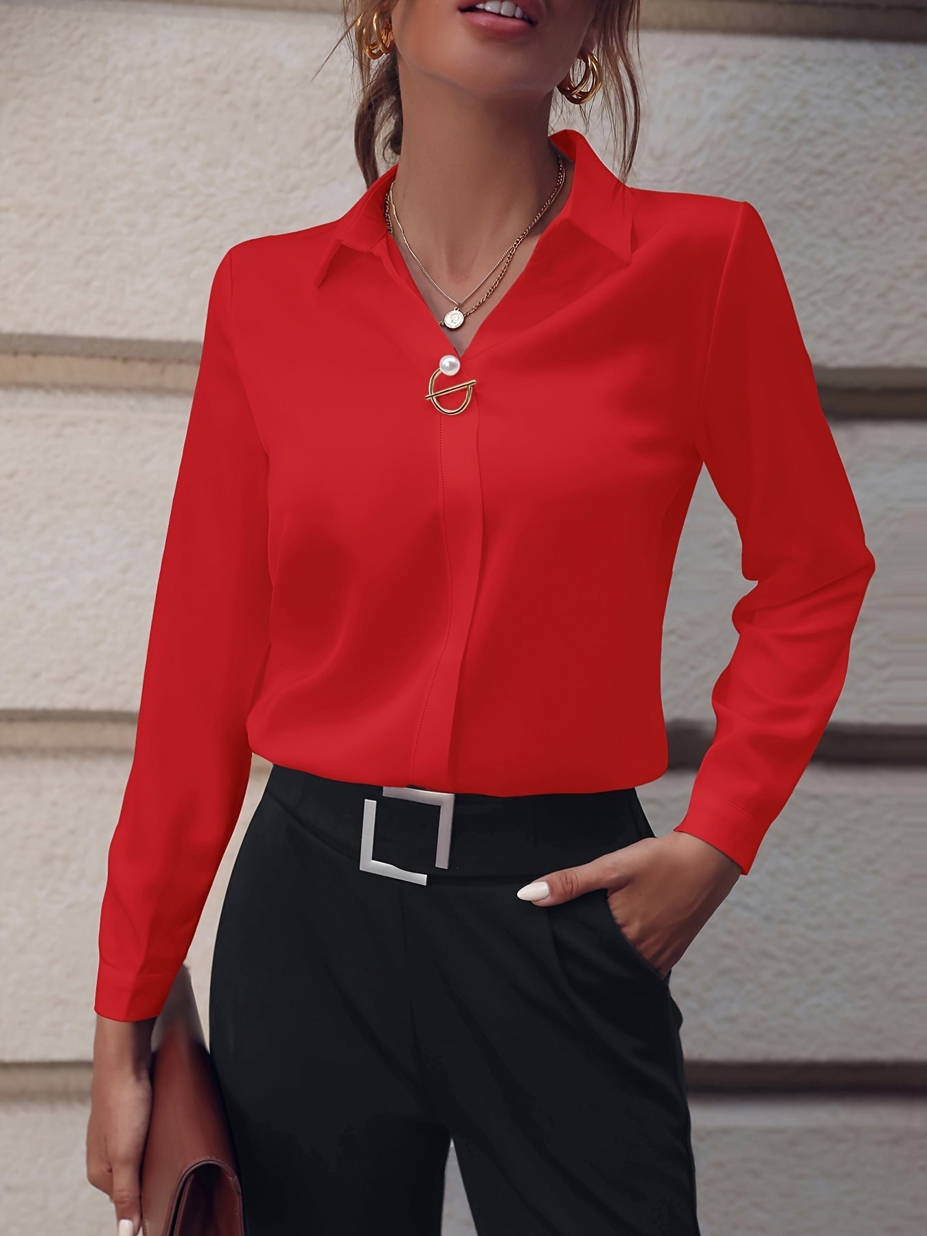 T-Shirt Femme Manches Longues Col en V