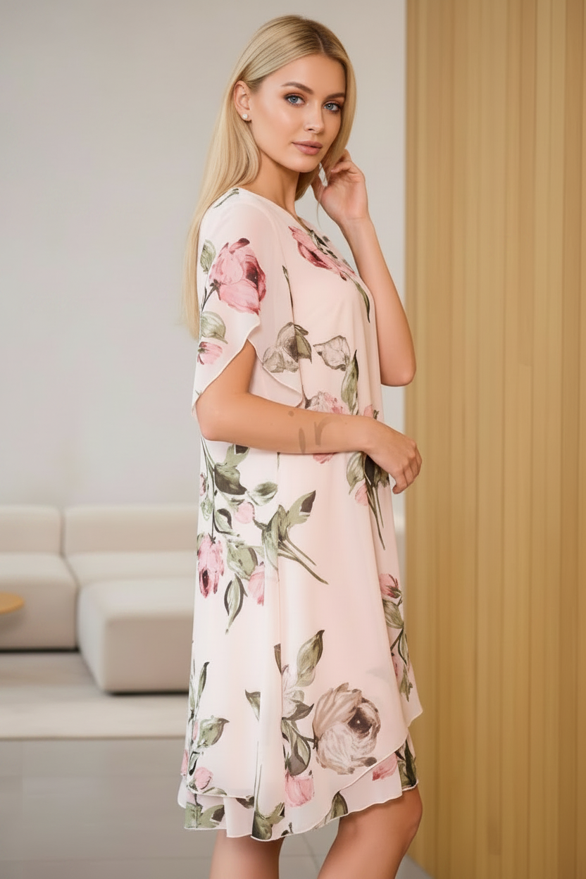 Floral dress side pose